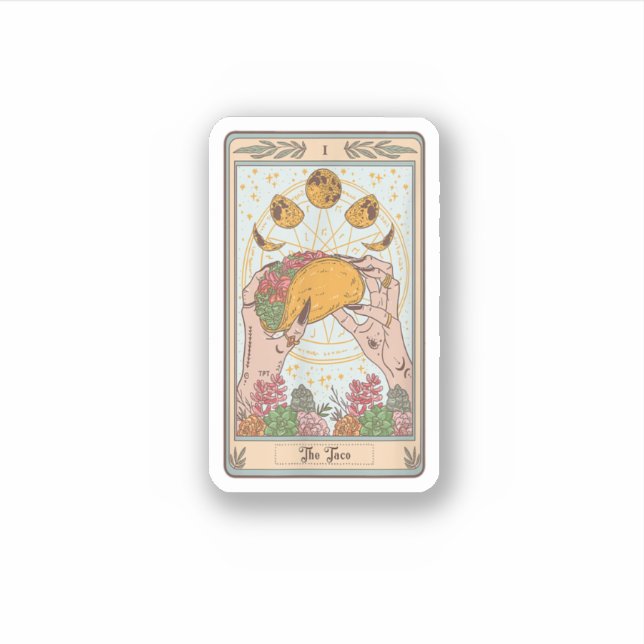 Pegatina The Taco Tarot Card Funny Taco Lover Tacos Mexican (Anverso)
