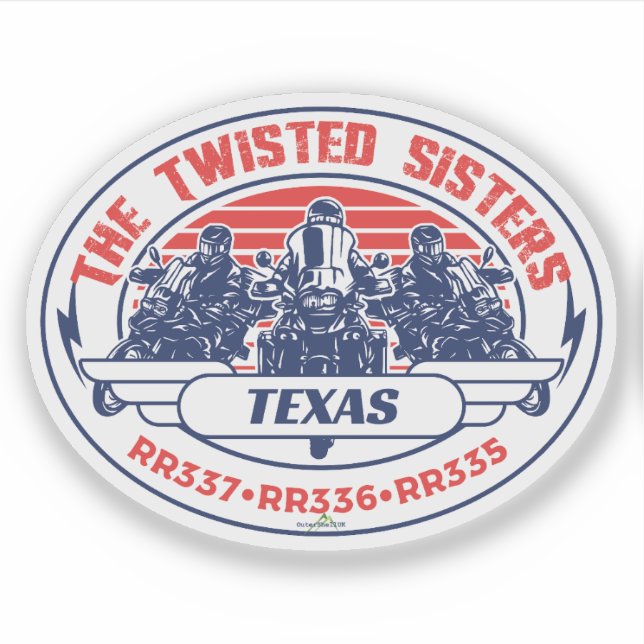 Pegatina The Twisted Sisters Texas EE. UU. Motocicleta 01 (Anverso)