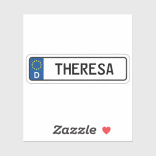 Pegatina Theresa German Car License Plate