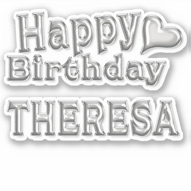 Pegatina Theresa Happy Birthday silver Aufkleber Sticker (Anverso)