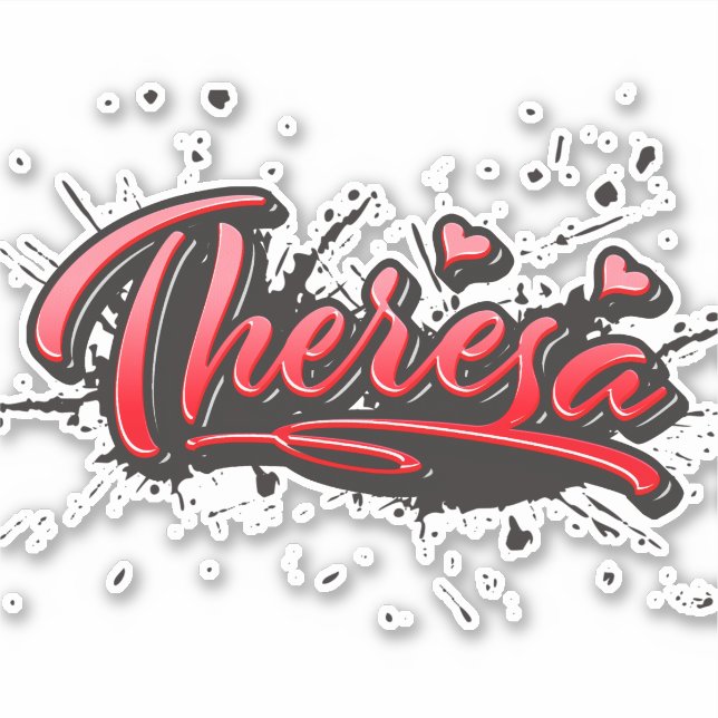 Pegatina Theresa red Heart Graffiti Aufkleber Sticker (Anverso)