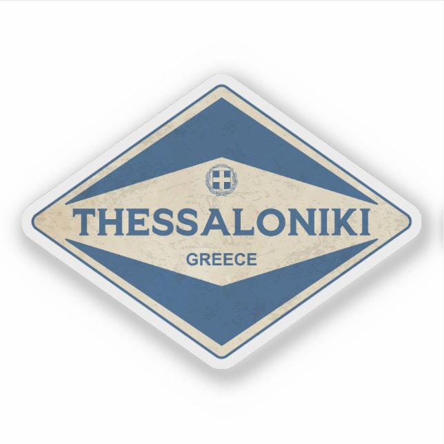 Pegatina Thessaloniki Grecia Vintage (Anverso)