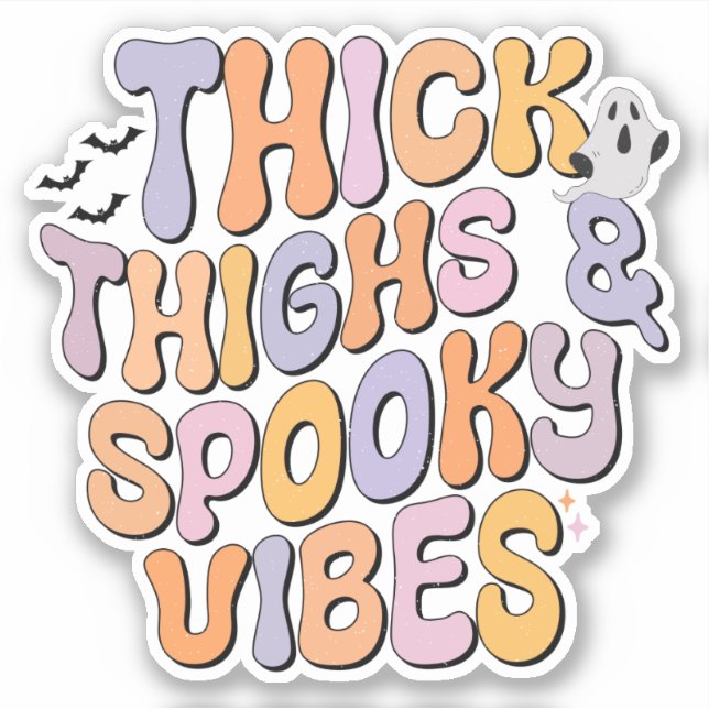 Pegatina Thick Thighs y Spooky Vibes (Anverso)