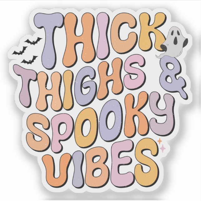 Pegatina Thick Thighs y Spooky Vibes (Anverso)