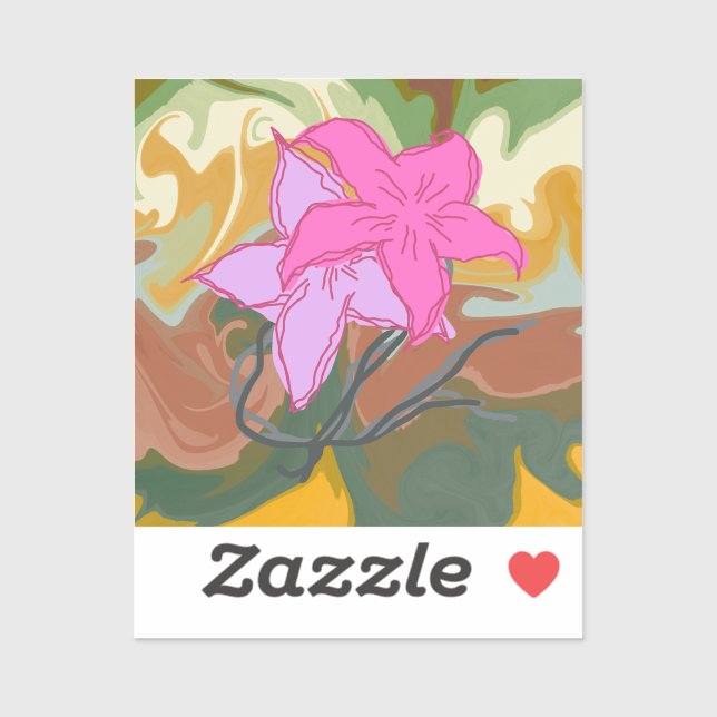 Pegatina This abstract flower art design blends soft floral (Hoja)