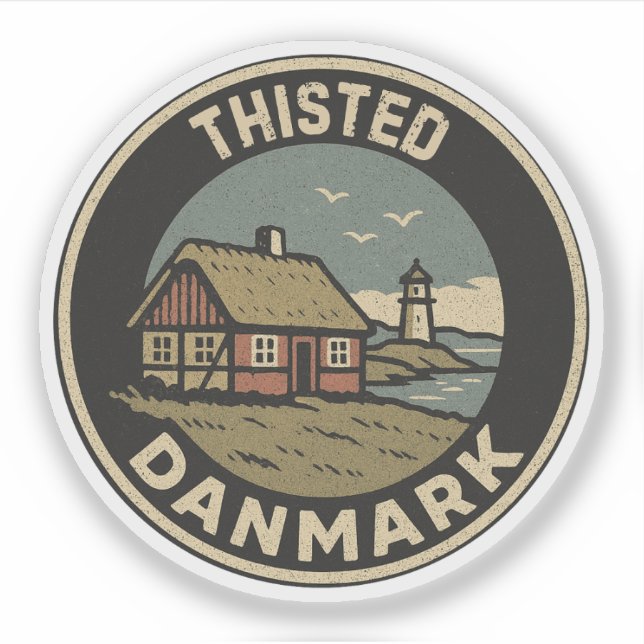 Pegatina Thisted, Dinamarca Danmark  (Anverso)
