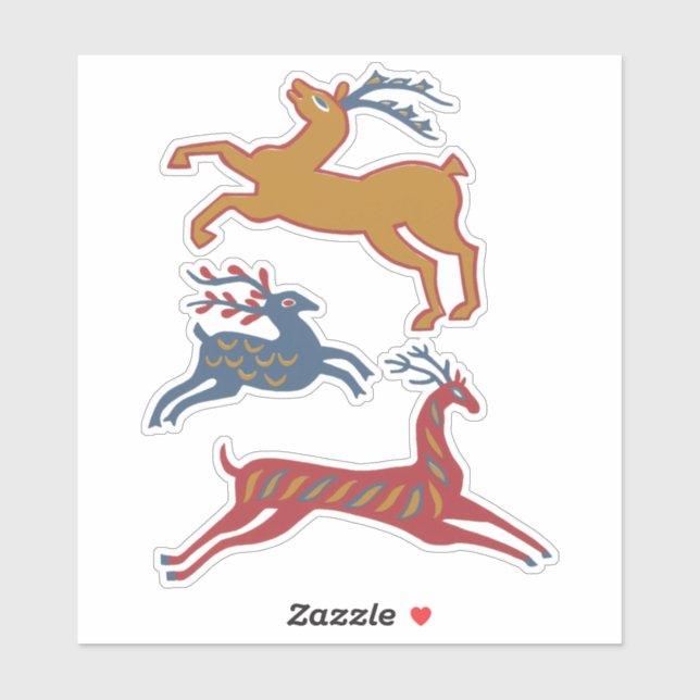 Pegatina Three Deers American Folk Art (Hoja)