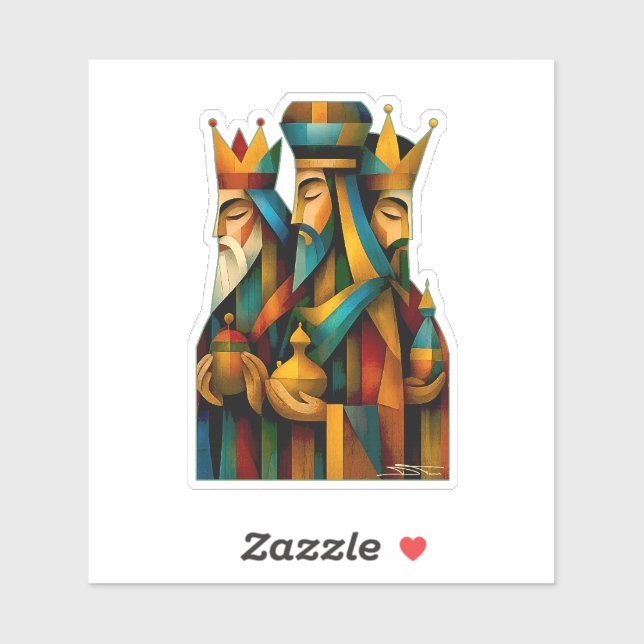 Pegatina Three Wise Men Abstract Nativity Art  (Hoja)