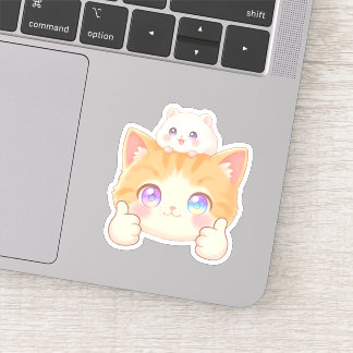 Pegatina Thumbs Up Kitten & Hamster Sticker