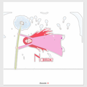 Pegatina Thunder_Cove, Chica Dandelion de cabello rojo
