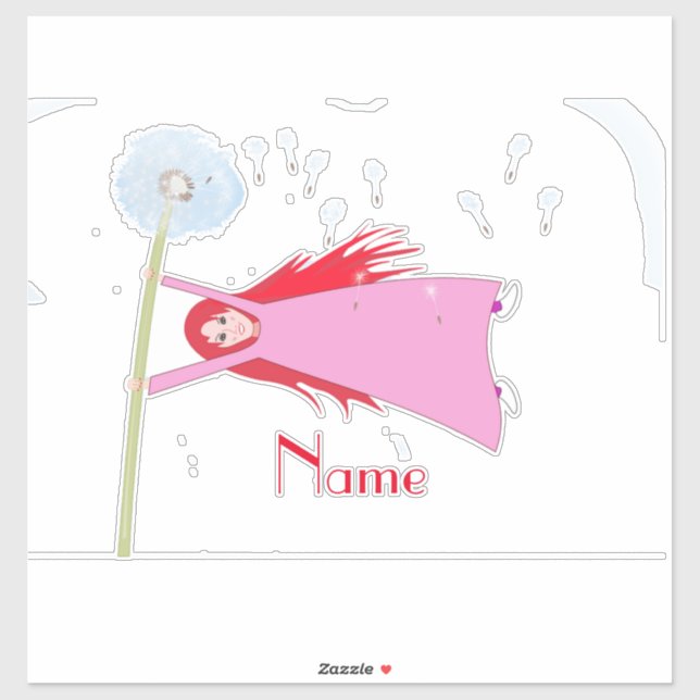 Pegatina Thunder_Cove, Chica Dandelion de cabello rojo (Hoja)