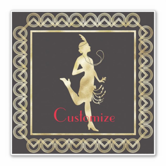 Pegatina Thunder_Cove, Chica de Flapper de 1920 (Anverso)