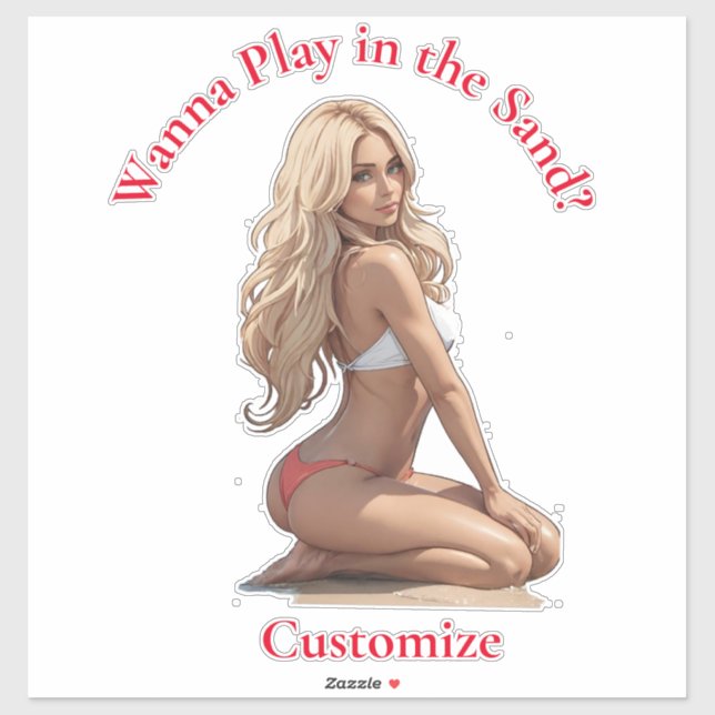 Pegatina Thunder_Cove, Chica de playa de Bikini (Hoja)