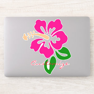 Pegatina Thunder_Cove de flor rosa tropical Hibiscus