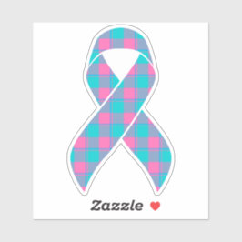 Pegatina Thyroid Cancer Awareness Plaid Teal Ribbon