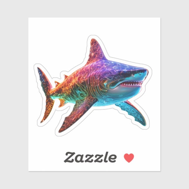 Pegatina Tiburón del espectro neón (Hoja)