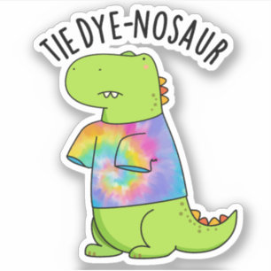Pegatina Tie-dye-nosaur Dinosaurio Divertido Juego de Palab