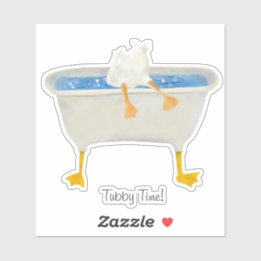 Pegatina ¡Tiempo de bañera! Pato patas arriba en una bañera