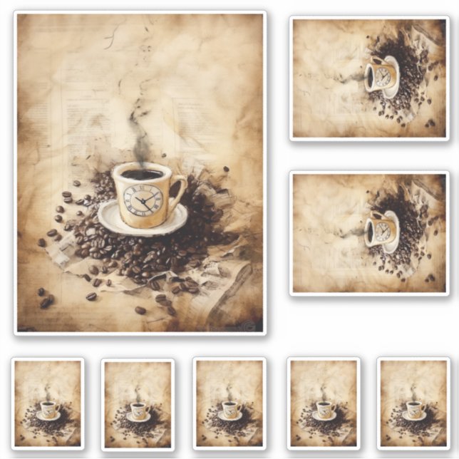 Pegatina Tiempo de café para una taza (Anverso)