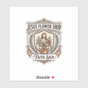 Pegatina Tienda de Flores Jesús Señal de Fe Tienda de Flore