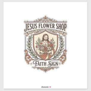 Pegatina Tienda de Flores Jesús Señal de Fe Tienda de Flore