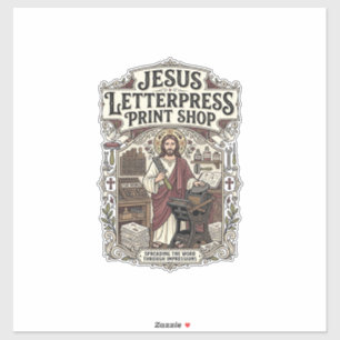 Pegatina Tienda de Impresión Jesus Letterpress Jesus Letter