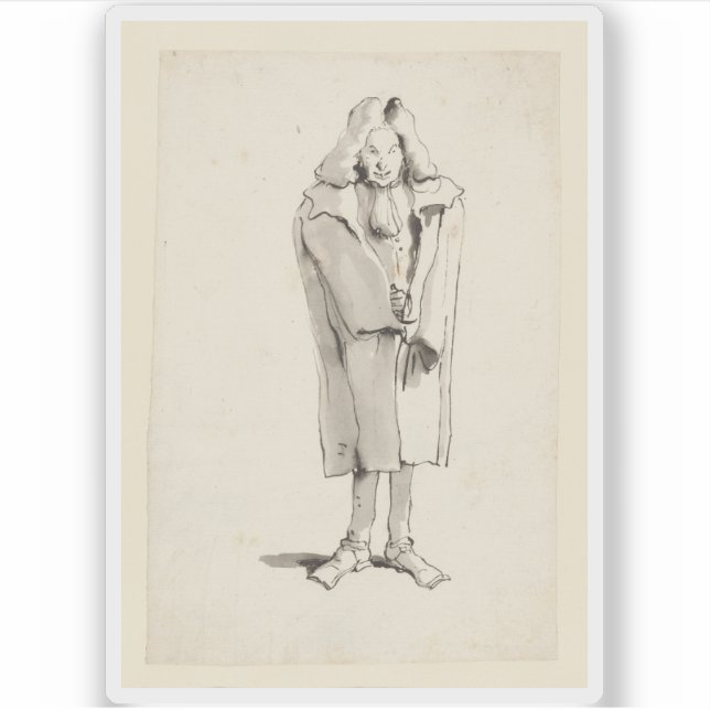 Pegatina Tiepolo - Caricatura de un hombre con un abrigo (Anverso)