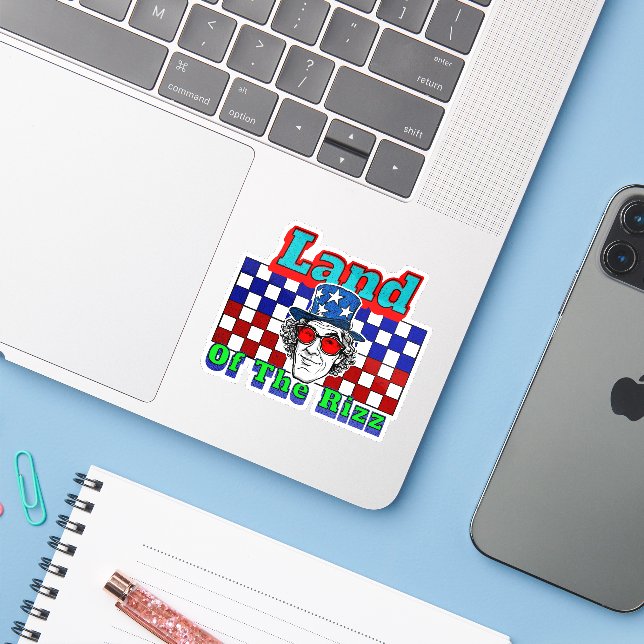 Pegatina Tierra Del Rizz 4 De Julio (Ordenado portátil con iPhone)