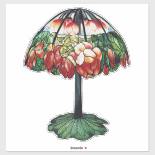 Pegatina Tiffany Art Nouveau Floral Rojo Loto Antiguo