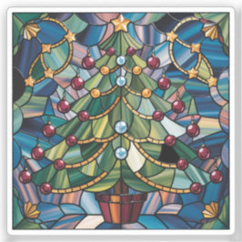 Pegatina Tiffany-Style Stained Glass Christmas Tree