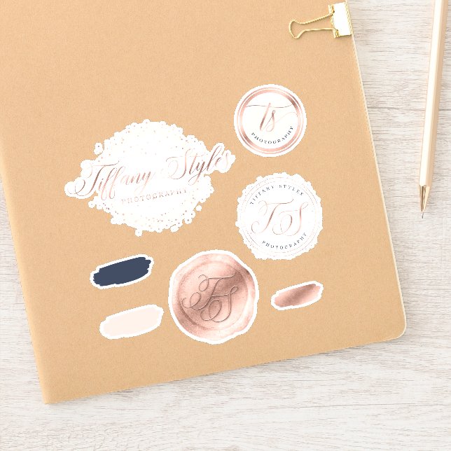 Pegatina Tiffany Styles Navy Blue & Rosa Gold Personalizado (Cuaderno)