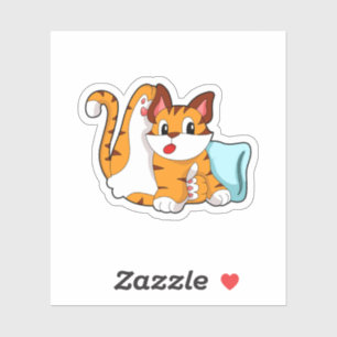 Pegatina Tiger cat with Pillow