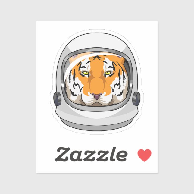 Pegatina Tigre como astronauta con casco (Hoja)