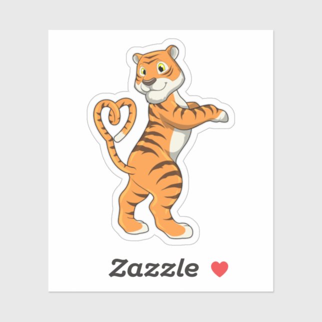 Pegatina Tigre con corazón (Hoja)