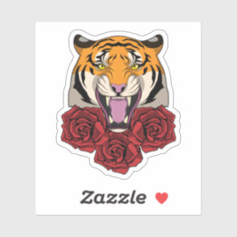 Pegatina Tigre con Rosas