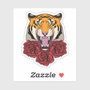 Pegatina Tigre con Rosas