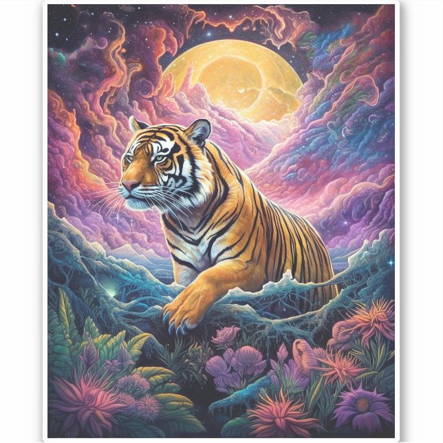 Pegatina Tigre cósmico (Anverso)