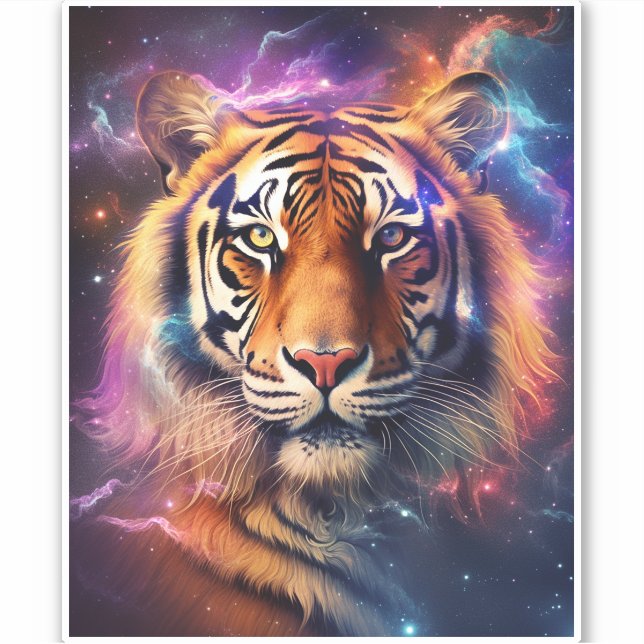 Pegatina Tigre cósmico (Anverso)