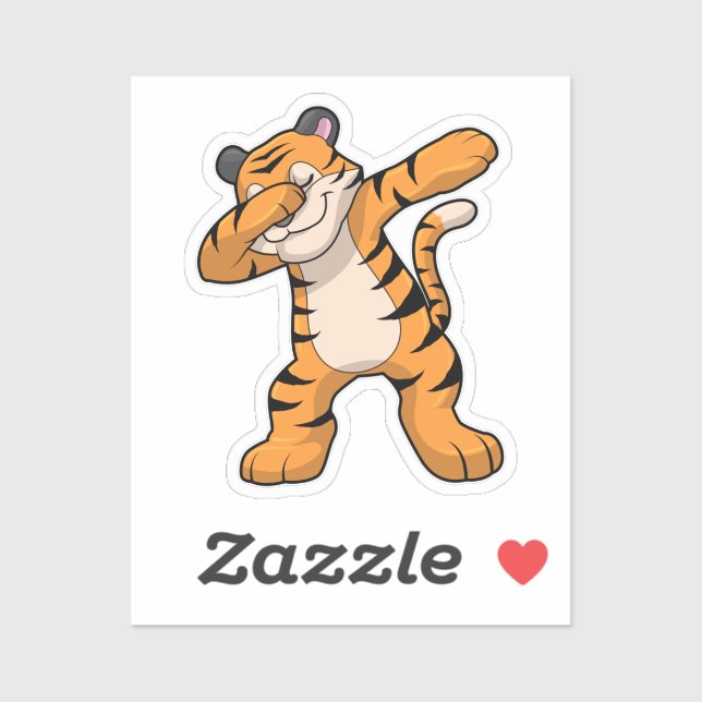 Pegatina Tigre en Hip Hop Dance Dab (Hoja)