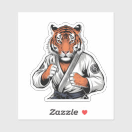 Pegatina Tigre en un animal de artes marciales con atuendos