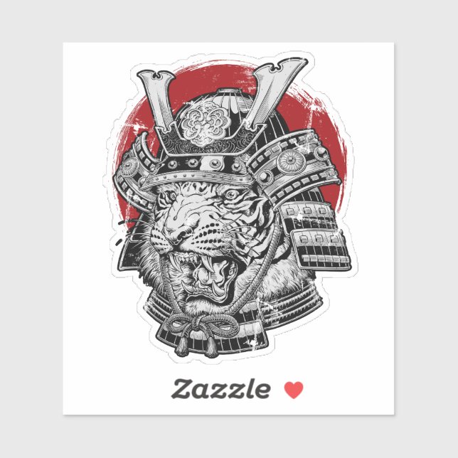 Pegatina Tigre japonés Samurai (Hoja)