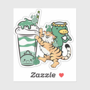 Pegatina Tigre Kawaii y Kappa Batido de Matcha