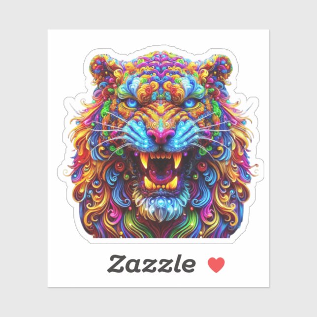 Pegatina Tigre resplandeciente (Hoja)