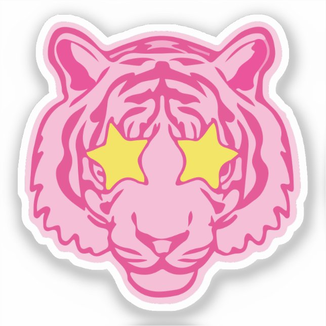 Pegatina Tigre rosa (Anverso)