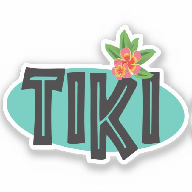 Pegatina Tiki con flor hibiscus (Anverso)