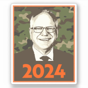 Pegatina Tim Walz 2024 Esperanza en camuflaje