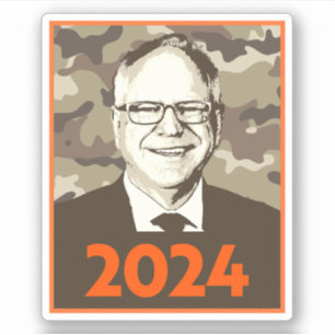 Pegatina Tim Walz 2024 Esperanza en camuflaje