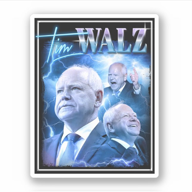 Pegatina Tim Walz estilo retro 90 (Anverso)