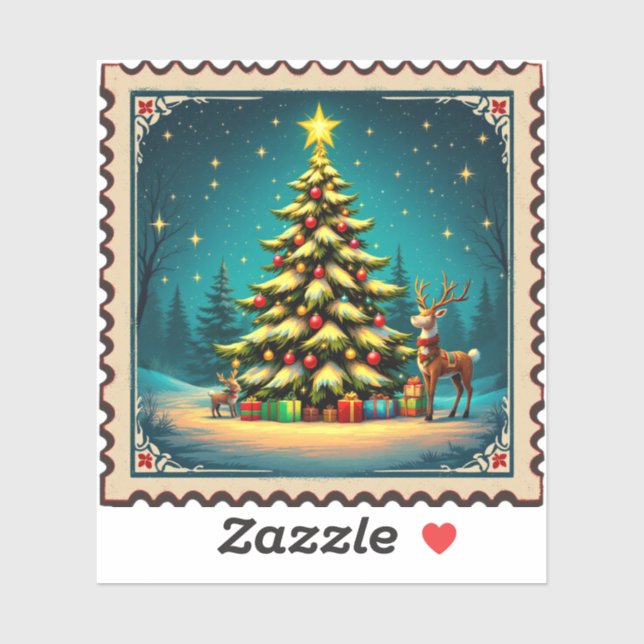 Pegatina timbre de noel (Hoja)
