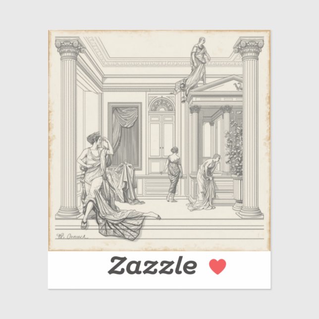 Pegatina Timeless Elegance: Black & White Traditional Paint (Hoja)